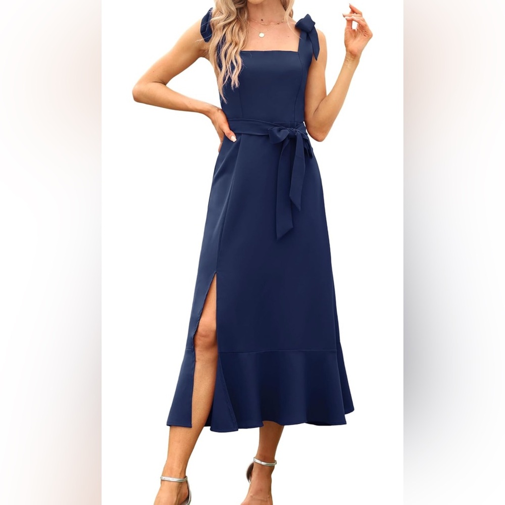 Navy Square Neck Dress